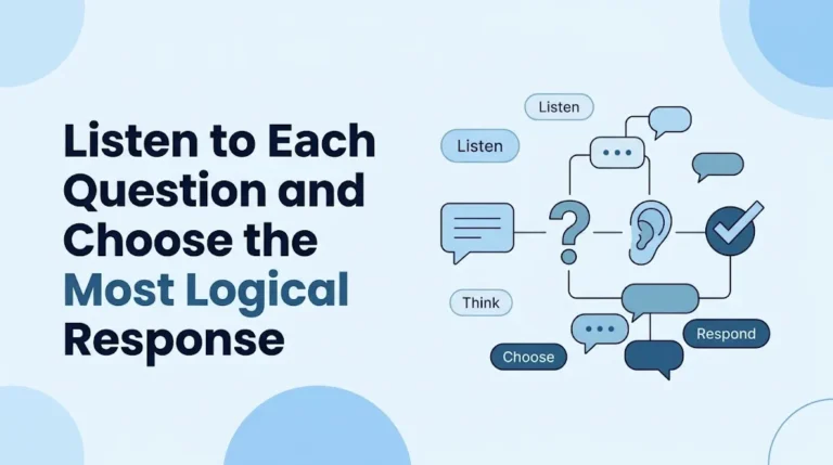Listen to Each Question and Choose the Most Logical Response
