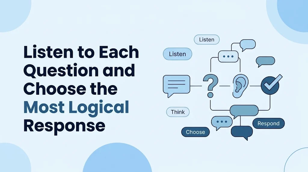 Listen to Each Question and Choose the Most Logical Response